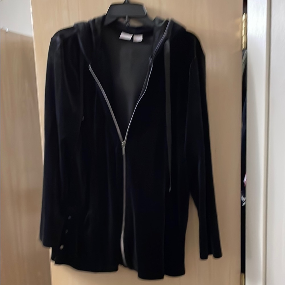 Chico’s Black Velvet Women's Zip Hoodie Jacket New Without Tags Chico’s Size 2